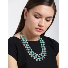 Infuzze Turquoise Blue & Oxidised Silver-Toned Beaded Layered Necklace