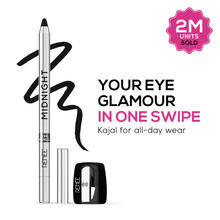 RENEE Midnight Kohl Pencil, Black, Waterproof, Smudge-proof, Long-lasting Kajal With Sharpener