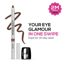 RENEE Midnight Kohl Pencil- Brown, Waterproof, Smudge-proof, Long-lasting Kajal With Sharpener