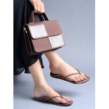Shoetopia Women Brown Minimalist T-Strap Flats