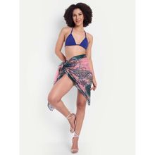 SO WHAT Tie Up Bikini Bra With Panty With Sarong Blue (Set of 3)