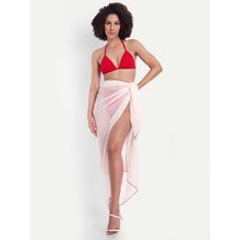SO WHAT Tie Up Bikini Bra With Panty With Sarong Red (Set of 3)