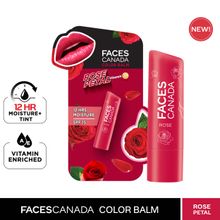 Faces Canada Color Balm | 12hr Moisture For Dry- Chapped Lips | Vitamin E | Spf 15| Rose Petal