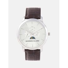 Darren Clark Men Quartz White Dial Multi-Function Leather Watch 1012H-L0103