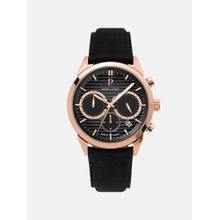 Pierre Lannier Monarck Men Quartz Black Dial Chronograph Leather Watch 233D233