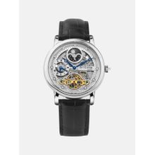 Britime Men Automatic Silver Dial Analog Leather Watch 641-L10306