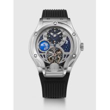 Britime Asteroid Men Automatic Silver Dial Multi-Function Silicone Watch 777-P10306