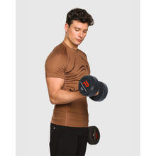 Musclemind Men Brown Polyester Round Neck T-Shirt