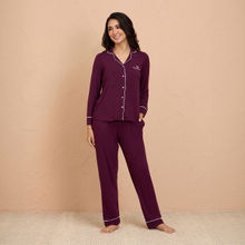Nykd by Nykaa Modal Button Down Pajama Set 2 - Purple NYS001