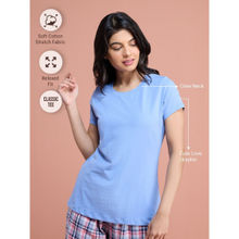 Nykd By Nykaa Super Comfy Cotton Stretch Classic Solid T-Shirt-Nyle216-Hydrangea