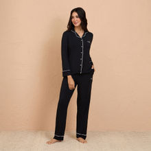 Nykd By Nykaa Sumptuously Soft Modal Button-Down Pajama Set of 2-Black NYS001
