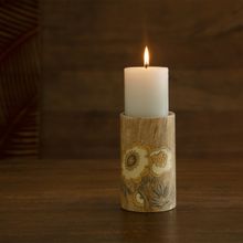 Ellementry Fleur D'or Wooden Candle Holder for Home Decoration (Large)