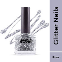 Nykaa Star Studded Glitter Coat Nail Enamel Polish - Silver Snow 227