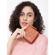 KLEIO Vegan Leather Quilted Multi Slot Clutch Wallet Purse for Women Girls - Tan