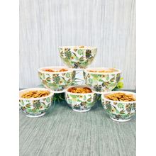 FABINALIV Multicolor Floral Handcrafted Glossy Ceramics Bowl (Pack of 6)