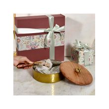 Living With Elan Elan Dabbahs And Days Roti Box With Chimpta Wooden Lid Gold & Acacia