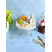 Homearte White Marble Pastry Stand 8 Inch Cross Shape