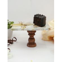 Homearte Mother Of Pearl Rectangular Cake Stand With Wooden Base