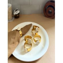 Homearte Round Shape Mother Of Pearl Napkin Rings