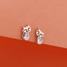 GIVA Sterling Silver Owl with Stoned Studs for Womens and Girls