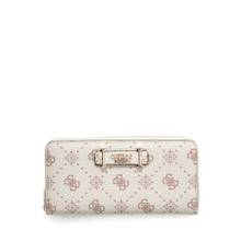 Guess White Printed Zipper Around Wallet