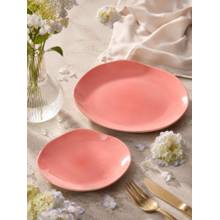 Freedom Tree Keora Handpainted Coral Pink Ceramic Dinner & Side Plate