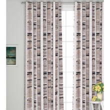 GM Jacquard Ring Top Door Room Darkening Curtain - Pack of 1 (4.3 x 7 Feet, Black Curtain)