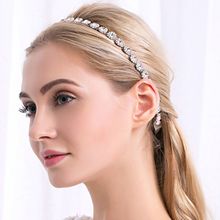 Yellow Chimes Women White Crystal Studded Head Chain