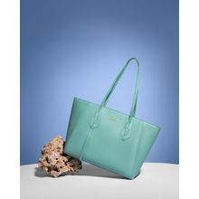 KLEIO Vegan Leather Zipper Tote Handbag With Laptop Compatment14" Sleek for Women - Green