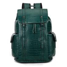 FUR JADEN Vegan Leather 15.6 Inch Travel 3 Compartment Laptop Green Backpack (M)