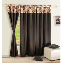 Swayam Chocolate Brown Colour Solid Blackout Eyelet Long Door Curtain - Pack of 2