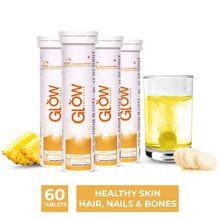 GlowCollagen Peptides 1000mg Tablets - Pineapple Flavour (Pack Of 4)