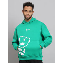 Griffel Mens TEDDY Logo Oversized Fleece Hoodie Bottle Green Sweatshirt