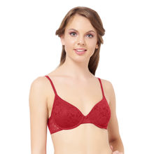 Amante Floral Romance Padded Wired T-Shirt Bra - Red