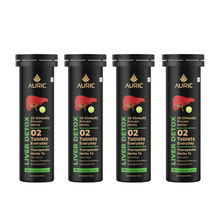 Auric Liver Detox Effervescent with 10 Ayurvedic Herbs, Clinically Researched ingredients , 4 Tubes