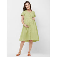 Mystere Paris Maternity Button Down Dress - Green