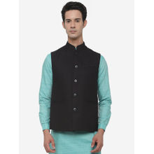 JadeBlue Mens Brown & Black Terry Wool Regular Fit Self-textured Modi Kurta