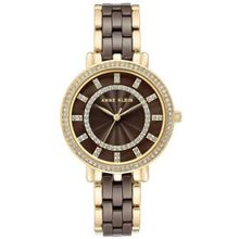 Anne Klein Brown Mother Of Pearl Gold Ceramic Watch