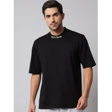 Griffel Black Men Neck Print Black Oversized fit Black T-Shirt