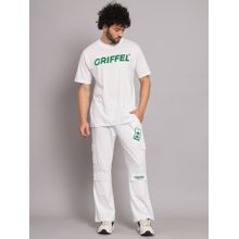 Griffel White Men Registered Print White Co-Ord (Set of 2)