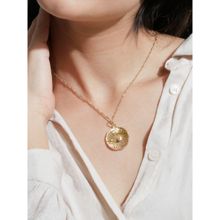 Toniq Gold Textured Evil Eye Circle Pendant Necklace for Women