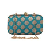 Anekaant Green & Gold Tulle Printed Faux Silk Clutch Rama