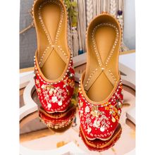 NR BY NIDHI RATHI Sequined Red Juttis