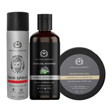 The Man Company Hair Care Essentials - Hair Spray, Charcoal Shampoo & Brawn Hair Wax