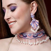 Moedbuille Handcrafted Haldi-Mehendi Design Pearls Studded Jewellery (Set of 2)