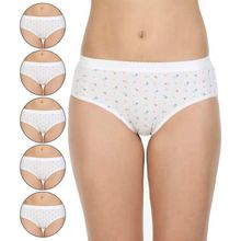 Bodycare Printed Cotton Briefs In White Color (Pack Of 6)