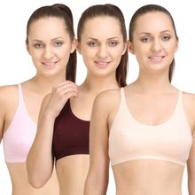 Bodycare Sports Bra In Peach-Pink-Wine Color (Pack of 3)