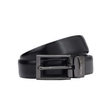 Da Milano Solid Wax Leather Black and Brown Reversible Belt