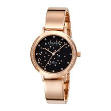 Strand by Obaku Galaxy Merlot Quartz Black Round Crystal Dial Womens Watch S732LHVBSV