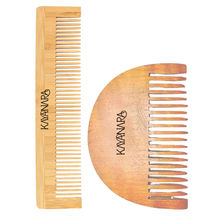Kayanara Neem Wood C Shape Pocket & C Shape Dual Teeth Comb - Pack of 2